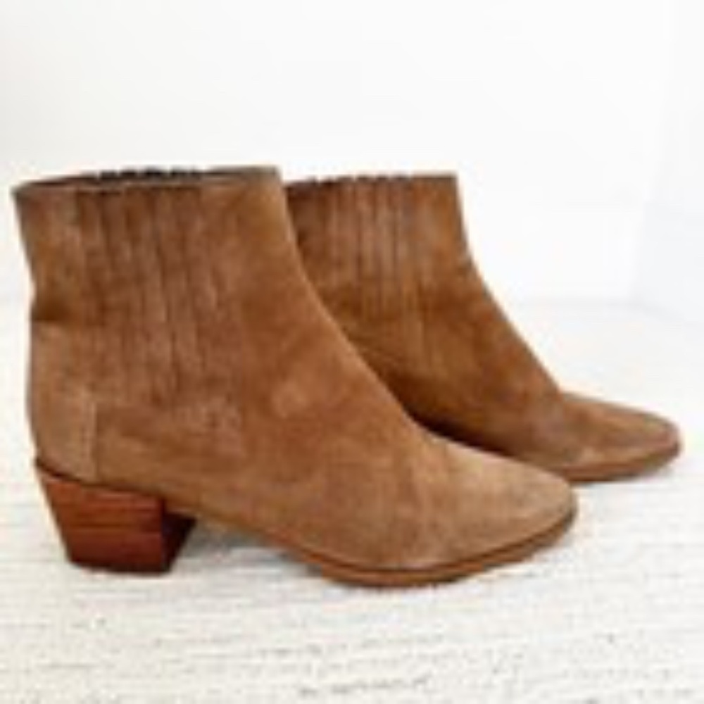 RAG & BONE Rover Women's 38 Tan Suede Chelsea Booties Western Cowgirl Boho Camel
